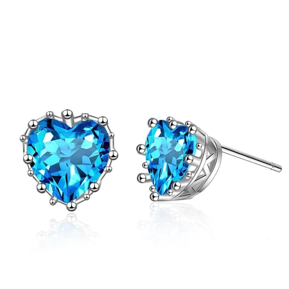 *NEW 925 Sterling Silver Diamond Heart Earrings - Picture 10 of 10